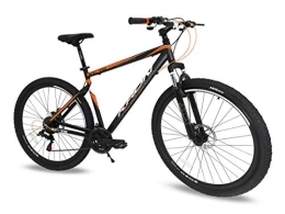 KRON Mountain Bike Bicicletta alluminio Kron XC 75 MTB 29'' pollici ammortizzata 21 Velocita' Shimano bici Mountain Bike nera con freni idraulici (Nero - Arancione)