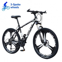 M-TOP Mountain Bike Bicicletta da strada con telaio in carbonio, con doppio freno a disco da 24 pollici, mountain bike, ruote a 3 razze per uomini, donne, bambini, adulti, nero, 30 velocità