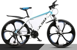 Generic Mountain Bike Bicicletta, Mountain Bike in Acciaio ad Alto tenore di Carbonio 26 Pollici Ruota a Raggi Doppia Sospensione, MTB da Uomo (Color : White Blue, Size : 24 Speed)