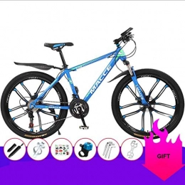 GXQZCL-1 Mountain Bike Bicicletta Mountainbike, 26inch Mountain Bike, Biciclette Telaio acciaio al carbonio, doppio freno a disco e sospensione anteriore, telaio 17inch MTB Bike ( Color : Blue+Green , Size : 21 Speed )