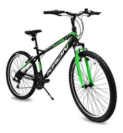 KRON Bici Bicicletta MTB 24'' pollici bici Kron Vortex 3.0 ammortizzata 21 Velocita' Shimano Mountain Bike REVO (Nero - Verde)