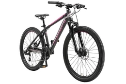 BIKESTAR Mountain Bike BIKESTAR Hardtail Mountain Bike in Alluminio, Freni a Disco, 26" | Bicicletta MTB Telaio 16" Cambio Shimano a 21 velocità, sospensioni | Nero Rosa