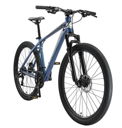 BIKESTAR Mountain Bike BIKESTAR Hardtail Mountain Bike in Alluminio, Freni a Disco, 27.5" | Bicicletta MTB Telaio 18" Cambio Shimano a 21 velocità, sospensioni | Blu Argento