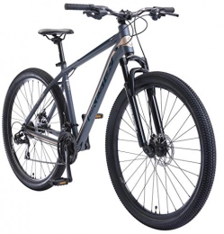 BIKESTAR Bici BIKESTAR Hardtail Mountain Bike in Alluminio, Freni a Disco, 29" | Bicicletta MTB Telaio 19" Cambio Shimano a 21 velocità, sospensioni | Blu Marrone