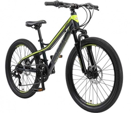 BIKESTAR Bici BIKESTAR MTB Mountain Bike Alluminio per Bambini 10-13 Anni | Bicicletta 24 Pollici 21 velocità Shimano, Hardtail, Freni a Disco, sospensioni | Antracite e Verde
