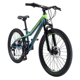 BIKESTAR Bici BIKESTAR MTB Mountain Bike Alluminio per Bambini 10-13 Anni | Bicicletta 24 Pollici 21 velocità Shimano, Hardtail, Freni a Disco, sospensioni | Blu e Verde