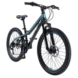 BIKESTAR Bici BIKESTAR MTB Mountain Bike Alluminio per Bambini 10-13 Anni | Bicicletta 24 Pollici 21 velocità Shimano, Hardtail, Freni a Disco, sospensioni | Nero e Verde