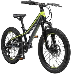 BIKESTAR Mountain Bike BIKESTAR MTB Mountain Bike Alluminio per Bambini 6-9 Anni | Bicicletta 20 Pollici 7 velocità Shimano, Hardtail, Freni a Disco, sospensioni | Nero Verde