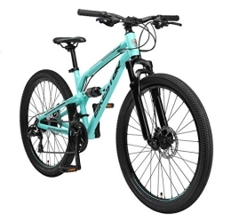 BIKESTAR Bici BIKESTAR MTB Mountain Bike Sospensione Completa in Alluminio, Freni a Disco, 26" | Bicicletta MTB Telaio 16" Cambio Shimano a 21 velocità | Turchese