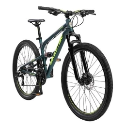 BIKESTAR Bici BIKESTAR MTB Mountain Bike Sospensione Completa in Alluminio, Freni a Disco, 27.5" | Bicicletta MTB Telaio 18.5" Cambio Shimano a 21 velocità | Verde