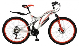 Boss Cycles Mountain Bike Boss Ice White Unisex 26 inch Full Suspension Mountain Bike Red / White Ages 12