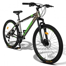 CARPAT SPORT Bici Carpat Sport Mountain bike in alluminio da 29 pollici, cambio a 21 marce, freni a disco doppio, bicicletta adatta per adulti, in alluminio, MTB, grigio e verde