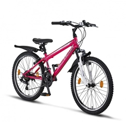Chillaxx Mountain Bike Chillaxx Bike Escape Premium Mountain bike in 24 e 26 pollici, per ragazze, ragazzi, uomini e donne, cambio a 21 marce (freno a V da 24 pollici, colore rosa e bianco)