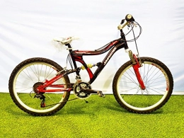 CINZIA Mountain Bike CINZIA Bici Bicicletta 24 DH-KRIZER BIAMMORTIZZATA in Alluminio Nero-Rosso