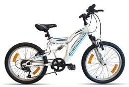 VTT Bici Condor - Bicicletta da ragazzo, con telaio a forcella telescopica, 6 velocità con impugnatura girevole, per mountain bike, 20", da ragazza, colore: bianco e blu