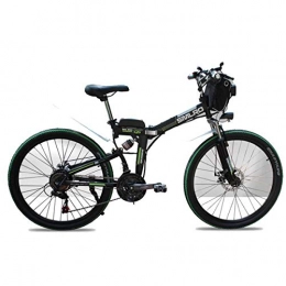 Dapang Mountain Bike Dapang Mountain Bike elettrica da 48V, E-Bike Pieghevole da 26 Pollici con Ruote per Razze con Pneumatici Grassi da 4.0", Sospensione Completa Premium, Black