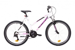 F.lli Schiano Mountain Bike F.lli Schiano Range - Bici MTB, Donna, V-brake in alluminio, Bianco / Rosa, 26
