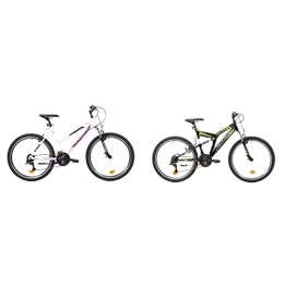 F.lli Schiano Mountain Bike F.lli Schiano Range Bici MTB, Donna, V-brake in alluminio, Bianco / Rosa, 26'' & Bull, Bici Biammortizzata Unisex Adulto, Nero-Giallo, 26