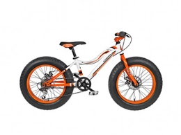 FREJUS Mountain Bike FREJUS Fat Bike 20""-Bicicletta Fat Bike Junior per Bambino, 6 velocità, Telaio in Acciaio, Bianco / Arancione
