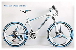 JINSUO Mountain Bike Jinsuo, mountain bike in lega di alluminio, 24 pollici, 21 / 24 / 27 / 30 velocità, freno a doppio disco con bicicletta ammortizzatore (colore 3D bianco e blu, dimensioni: 24 velocità)
