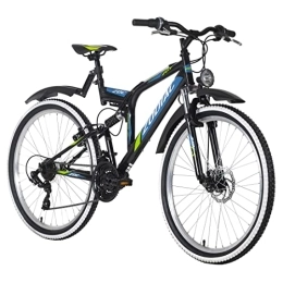 KS Cycling Mountain Bike KS Cycling, Mountain bike ATB Fully Zodiac nero-verde RH Unisex adulto, 26 Zoll, 48 cm