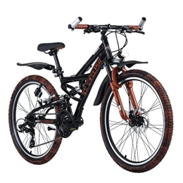KS Cycling Mountain Bike KS Cycling, Mountain bike Fully 24'' ATB Crusher Nero-Rosso 36 cm Gioventù unisex, 24 Zoll, 36cm