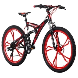 KS Cycling Bici KS Cycling, Mountain bike Fully Topspin nero / rosso RH Unisex adulto, 26 Zoll, 51 cm