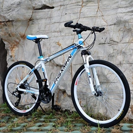 KYH Mountain Bike KYH Double Disc della Bicicletta MTB Studente di Scuola di Mountain Bike Shock Absorbing Maiusc Biciclette Pacchetto Regalo Bar Wheel White Blue- 27 Speed—26 Inches