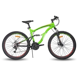LANAZU Mountain Bike LANAZU Bicicletta da 26 pollici con telaio in acciaio MTB 21 velocità per mountain bike, doppio freno a disco (Green 26 inch)