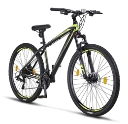 Licorne Bike Mountain Bike Licorne Bike - Mountain bike Diamond in alluminio, bicicletta per adolescenti, uomini e donne, cambio a 21 marce, freno a disco, forcella anteriore regolabile (27, 5 pollici, nero e lime)
