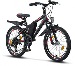 Licorne Bike Bici Licorne - Mountain bike per bambini, uomini e donne, con cambio Shimano a 21 marce, Bambini, nero / rosso / grigio., 20