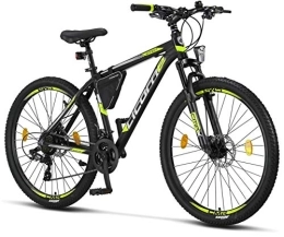 Licorne Bike Mountain Bike Licorne - Mountain Bike Premium per Bambini, Bambine, Uomini e Donne, con Cambio 21 Marce, Bambina, Nero / Lime (2 Freni a Disco), 27.5 Inches