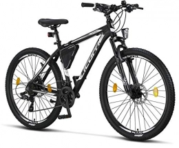 Licorne Bike Mountain Bike Licorne - Mountain bike Premium per bambini, bambine, uomini e donne, con cambio a 21 marce, Bambina, nero / bianco (2 freni a disco)., 27.5 inches
