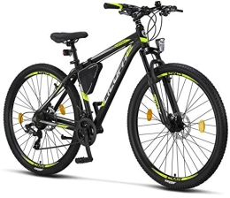 Licorne Bike Bici Licorne - Mountain Bike Premium per Bambini, Bambine, Uomini e Donne, con Cambio a 21 Marce, Bambina, Nero / Lime (2 Freni a Disco), 29 Inches