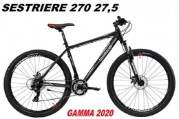 LOMBARDO BICI Mountain Bike LOMBARDO BICI SESTRIERE 270 Ruota 27, 5 Shimano Tourney 21V Gamma 2020 (Black Silver Matt, 39 CM)