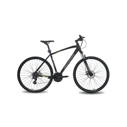  Mountain Bike Mens Bicycle Hybrid Bike Aluminum 24 Speed with Locking Suspension Front Fork Disc Brake City Commuter Comfort Bike (Color : White) (Black)
