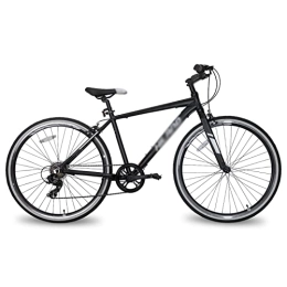  Bici Mens Bicycle Hybrid Bike with drivetrain 7 Speed for Commuter Bike City Bike (Color : Green) (Black)