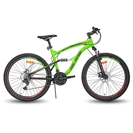  Bici Mens Bicycle Steel Frame Speed Mountain Bike Bicycle Double Disc Brake (Color : Black) (Green)