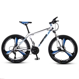 Dsrgwe Bici Mountain Bike, 26inch Mountain bike, biciclette Hardtail Montagna, doppio freno a disco anteriore e sospensioni, 26inch Ruota, telaio in acciaio al carbonio ( Color : White+Blue , Size : 21-speed )