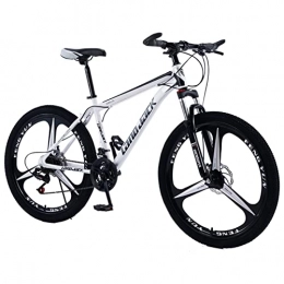 AZXV Bici Mountain Bike a Sospensione Integrale Acciaio ad Alta Carbonio Adulti Adulti Bicicletta MTB, Freno a Doppio Disco Meccanico, 21 / 24 / 27 velocità, Ruote da 26 Pollici, White Black-21