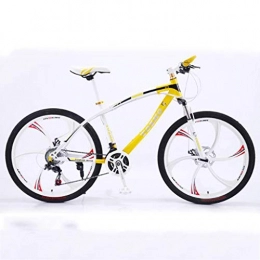 JLFSDB Mountain Bike Mountain Bike Bicycle Bicicletta Bici 26" Ravine MTB acciaio al carbonio ammortizzante Biciclette da montagna doppio disco anteriore Sospensione 21 24 27 velocità ( Color : Yellow , Size : 24 Speed )