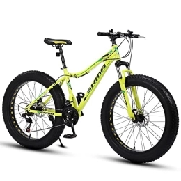 TAURU Mountain Bike Mountain bike da 26", bici da neve, bici da strada, pneumatici grassi per adulti, bicicletta a 21 velocità, telaio in acciaio ad alto tenore di carbonio, doppio freno a disco (giallo)