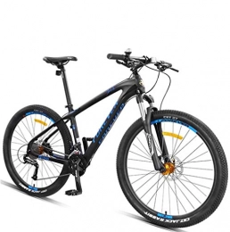 giyiohok Bici Mountain bike da 27, 5", da uomo, Hardtail Trail Bike All Terrain, con sospensione antiscivolo e freno a disco idraulico, in fibra di carbonio, 27 velocità, colore nero e blu