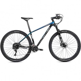 BQSWYD Bici Mountain Bike Fuoristrada da 27, 5 Pollici Mountain Bike in Fibra di Carbonio, con Forcella a 27 velocità / Doppio Freno a Disco, Bicicletta MTB Antiscivolo Leggera a Sospensione Completa, Black+Blue