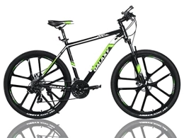 LEONX Mountain Bike Mountain Bike Galaxy Mountain Bike in lega di alluminio MTB da 27, 5 cm con doppio freno a disco a 24 marce, con forcella di bloccaggio idraulico e cavo nascosto, design per bici da adulti (nero / verde)