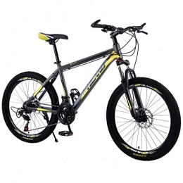 AZXV Bici Mountain Bike in Acciaio ad Alta Carbonio Adulti Bicicletta MTB, Full Suspension Front Fork Freno a Doppio Disco Meccanico, 21 velocità, Ruote da 26 Pollici, Bicicle Gray Yellow