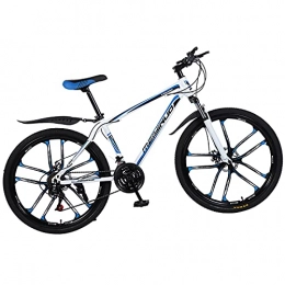 JJIIEE Bici Mountain bike per adulti, bicicletta con freno a doppio disco a 21 velocità Telaio in lega di alluminio, guida antiscivolo e assorbimento degli urti, per il lavoro in bicicletta all'aperto, Blu, 26inch