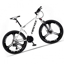 M-TOP Mountain Bike Mountain bike per adulti, da uomo, in acciaio ad alto carbonio, velocità per bici da discesa MTB con sospensione anteriore e freno a disco meccanico, bianco, 21 velocità, 24 pollici