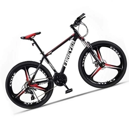 M-TOP Bici Mountain bike per adulti, in acciaio ad alto carbonio, velocità di discesa, MTB con sospensione anteriore e freno a disco meccanico, rosso, 21 velocità, 26 pollici