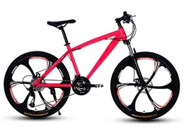 YKMY Bici Mountain bike per adulti in acciaio al carbonio ad alta resistenza da 24 / 26 pollici, bici per ammortizzatori per uomo e donna con doppio freno a disco-Rotella di taglio rosa 6_21 velocità-26 pollici